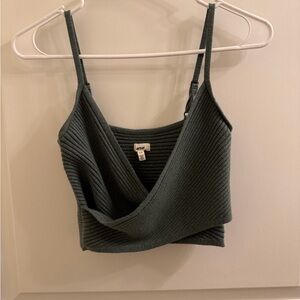 Aerie Forest Green Ribbed Crop Top